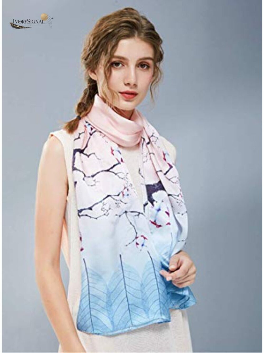 100% Pure Silk Long Scarf Oblong Shawl Women Large Wrap - Picture 5 of 6